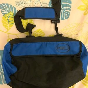 Small blue duffel bag
